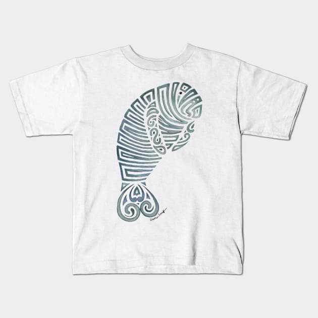 Tribal Manatee Kids T-Shirt by artsytoocreations